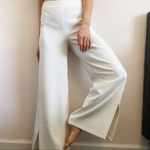 Missguided White High Rise Wide Leg Slit Trousers